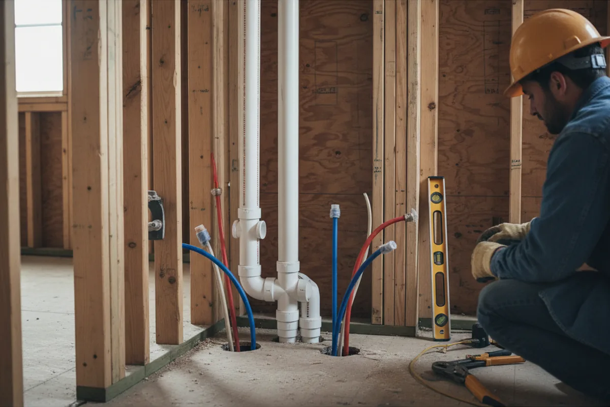 Drain and supply rough-in during Sump Pump Repair in Mount Hope