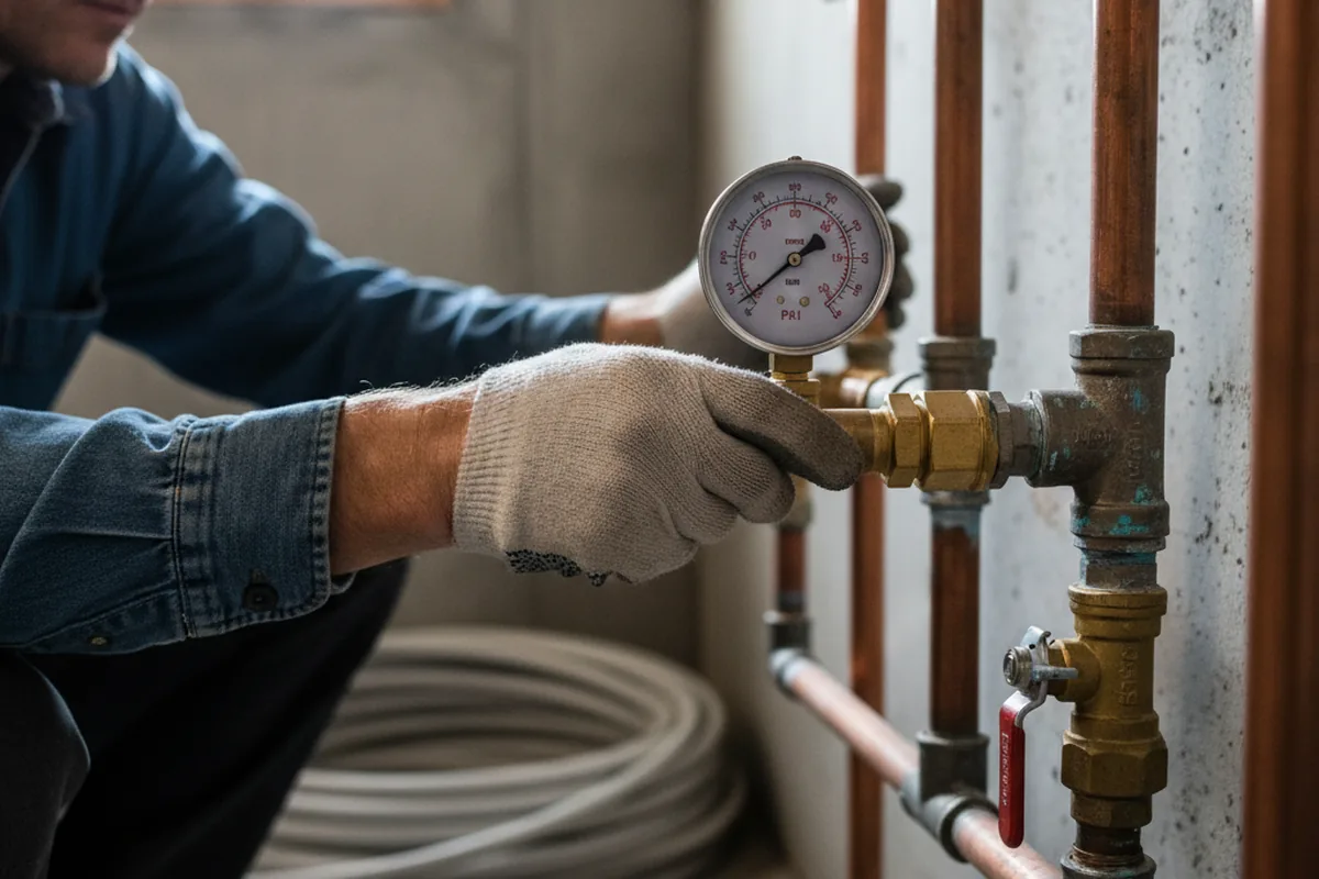 Pressure testing a repaired line during Water Line Repair in Mount Hope